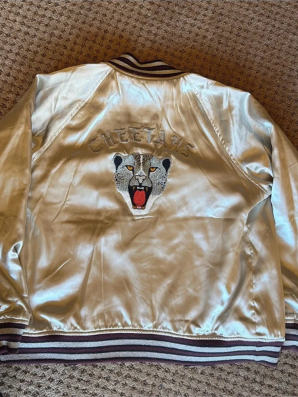 Levi's Black Velvet Bomber Jacket with Cream Satin Embroidered Liner